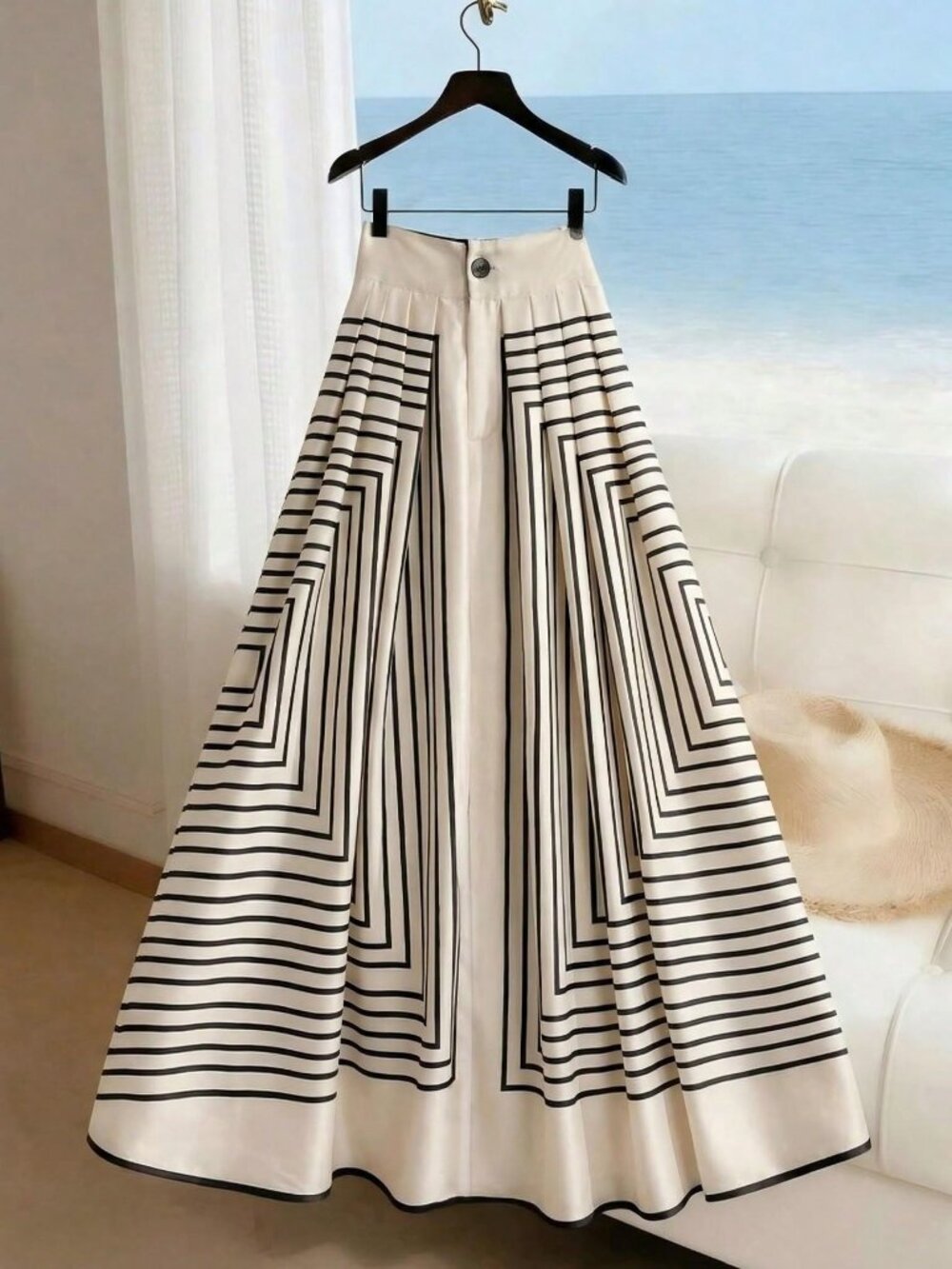 Multicolor Casual Women's Geometric Print Pleated Skirt - Picture 3 of 4